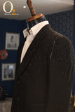 Load image into Gallery viewer, Black Cutdana Zardozi Handwork Italian Tuxedo Suit