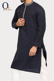 Load image into Gallery viewer, Blue And Black Karchupi Classic Fit Panjabi