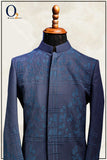 Load image into Gallery viewer, Wedding Outfits Blue Lucknowi Diamond Arrow Prince Coat