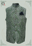 Load image into Gallery viewer, Pine Green Printed classic ethnic vest