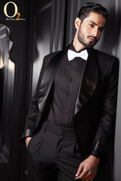 Black Tuxedo Suits with Shawl Collar and black