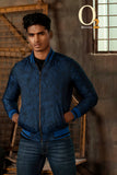 Load image into Gallery viewer, Navy Blue Ramie Bomber Jacket