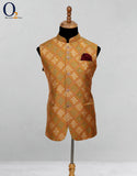 Load image into Gallery viewer, Beige Art Silk Slim Fit Men&#39;s Ethnic Vest