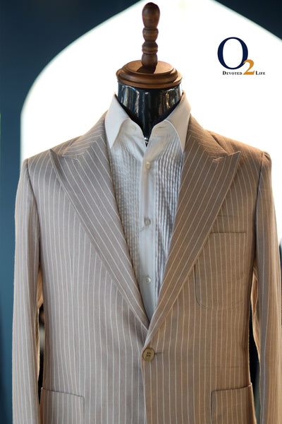 Men's Suits & Blazer For Men Green Stripe Business Man Wedding Groom Formal Wear