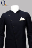 Load image into Gallery viewer, Side cut zardozi work prince coat in black