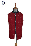 Load image into Gallery viewer, Red Zardozi handwork open long vest