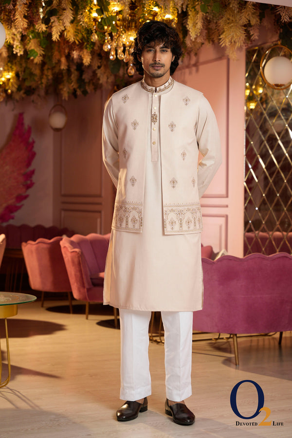 Classic Fit Panjabi With Vest Set