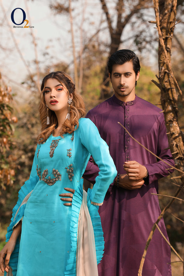 Teal Green Muslin Kameez