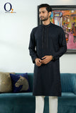 Load image into Gallery viewer, Karchupi Handwork Classic Fit Panjabi In Black