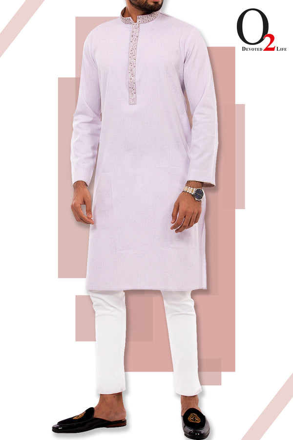 Lt.lavender Self-design Exclusive Panjabi