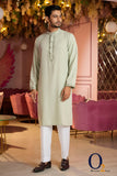 Load image into Gallery viewer, Karchupi Handwork Classic Fit Panjabi In Moss Green