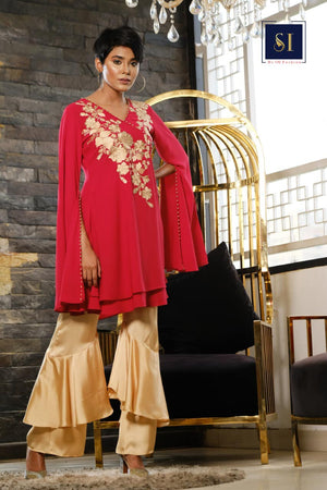 INDO WETERN RED WINE TOPS COMES WITH PANT