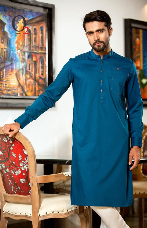 Shuttle Stitch premium linen Classic fit Panjabi in Teal