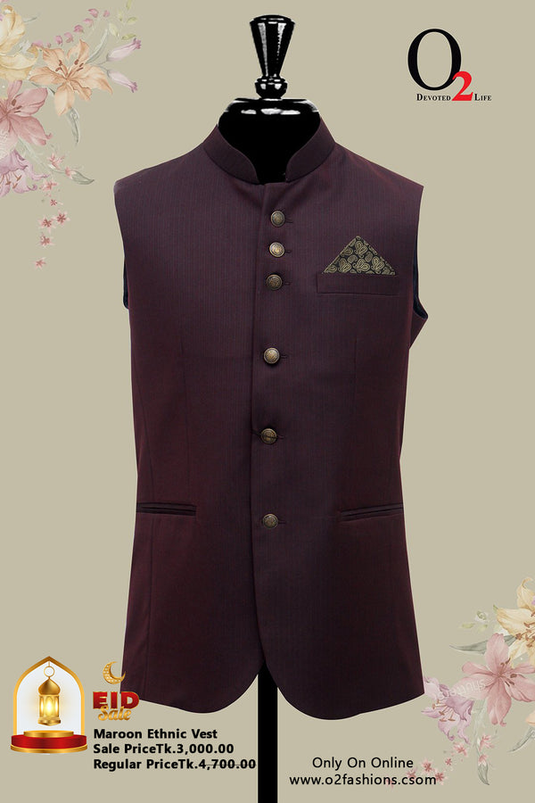 Maroon Ethnic Vest