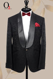 Black Jacquard Velvet Fabric Dinner Lapel Suit