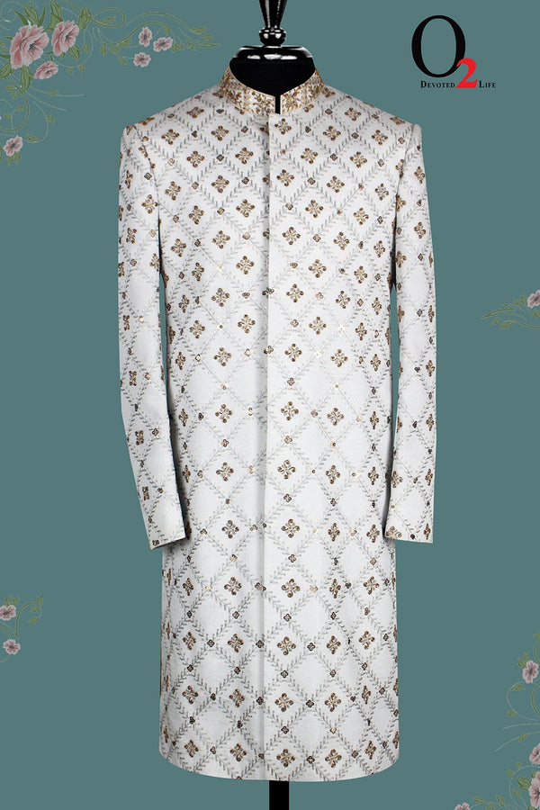 Crepe Silk with AO Antiq Handwork Sherwani