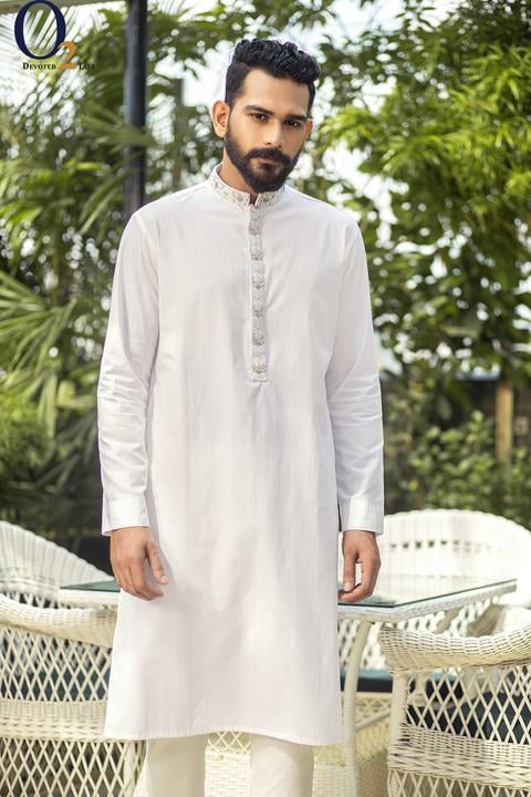 White Karchupi Long Panjabi