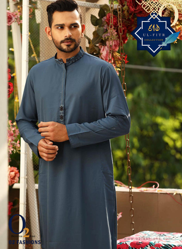 Yale Blue  Zardozi Work Classic Fit Panjabi