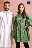 Green Floral Print Tunic Top with White Kabli Couple Collection