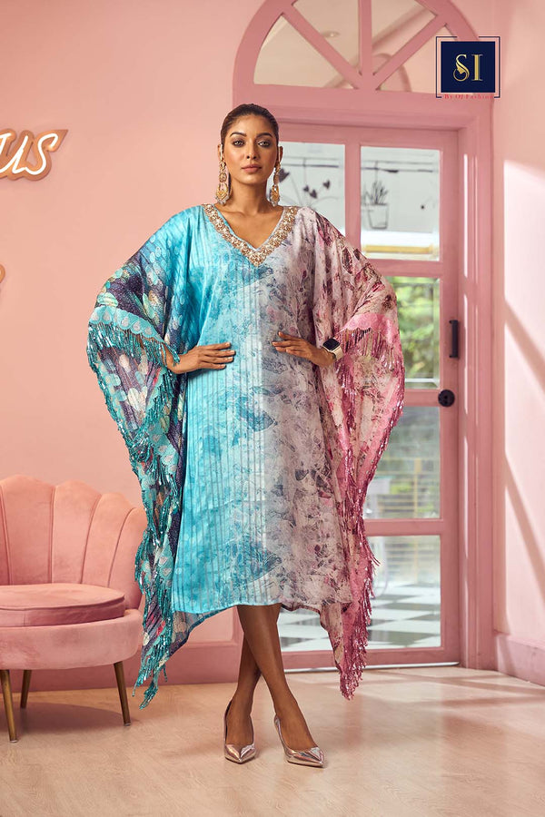 Sky & Pink Chiffon Kaftan