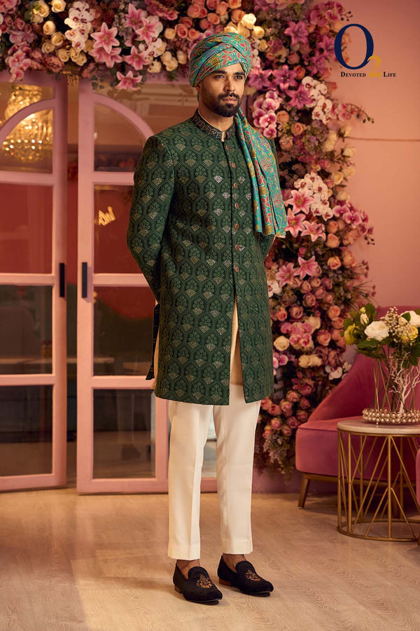 Green Zardozi Sherwani