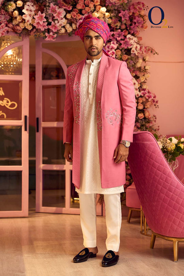 Soft Pink Zardozi Sherwani