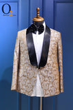 Load image into Gallery viewer, Gold &amp; Black Paisley Tuxedo Suit