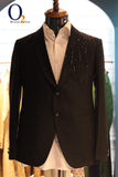 Black Cutdana Zardozi Handwork Italian Tuxedo Suit