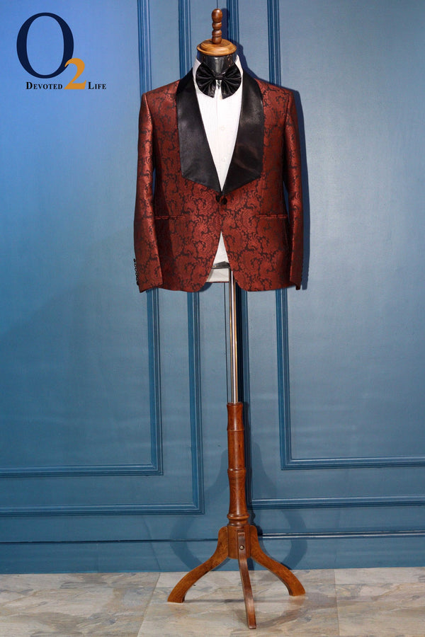 ORANGE & BLACK PAISLEY TUXEDO SUIT