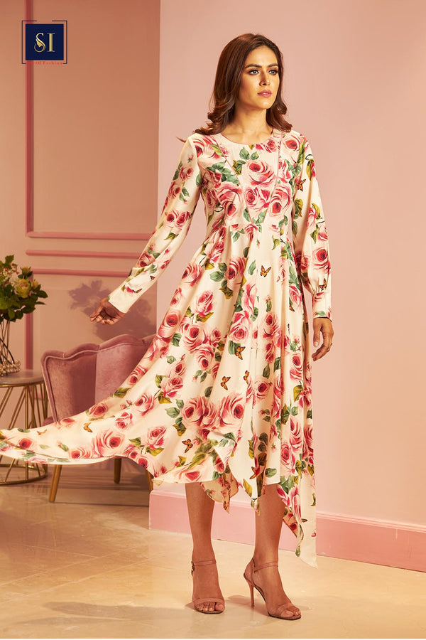 Floral Printed Asymmetrical Dress