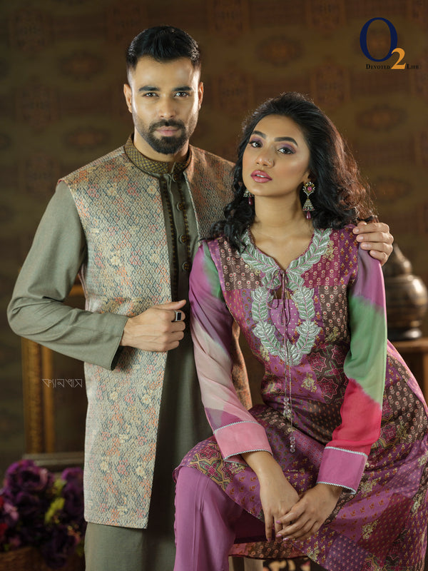 Tin Dye Premium Kameez 3pcs set with Zardozi handwork