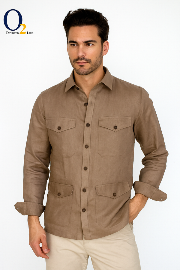 Men Brown Slim Fit Solid Full Sleeves Casual Shirt ENVY