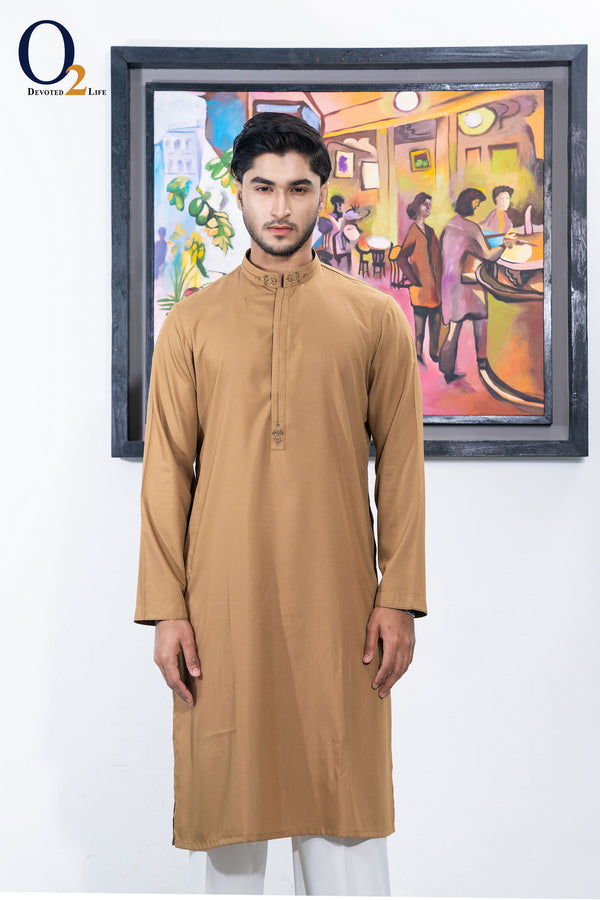 Zardozi Handwork Classic Fit Panjabi in Bronze