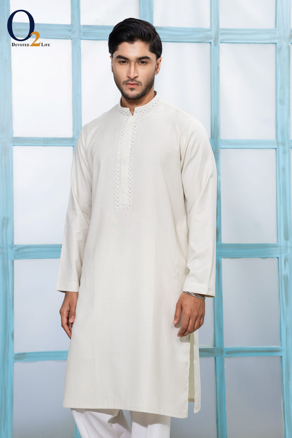 Zardozi Handwork Classic Fit Panjabi in Mint