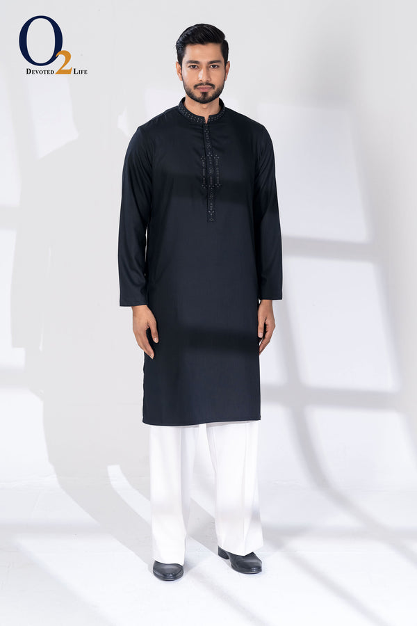Zardozi Handwork Panjabi in Black