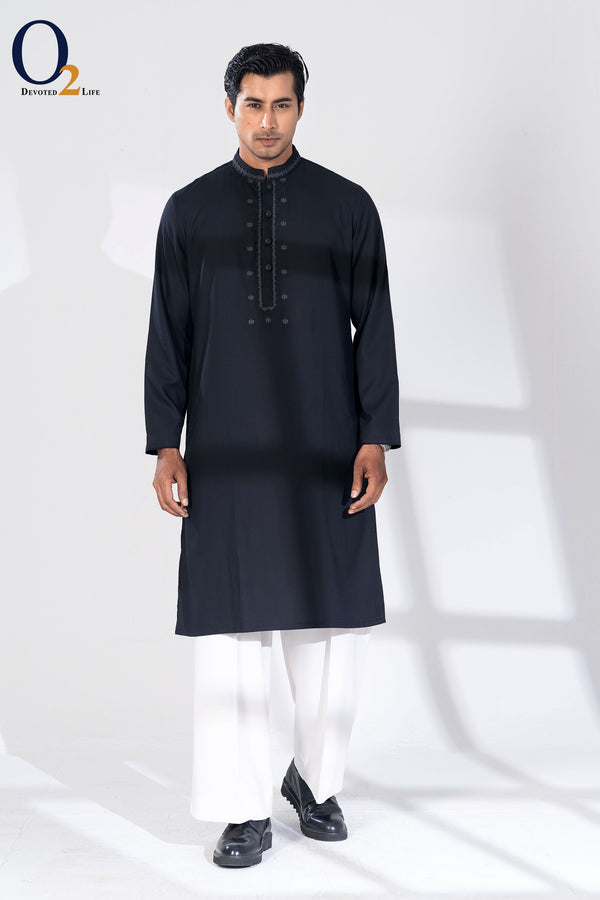 Zardozi Handwork Panjabi in Black
