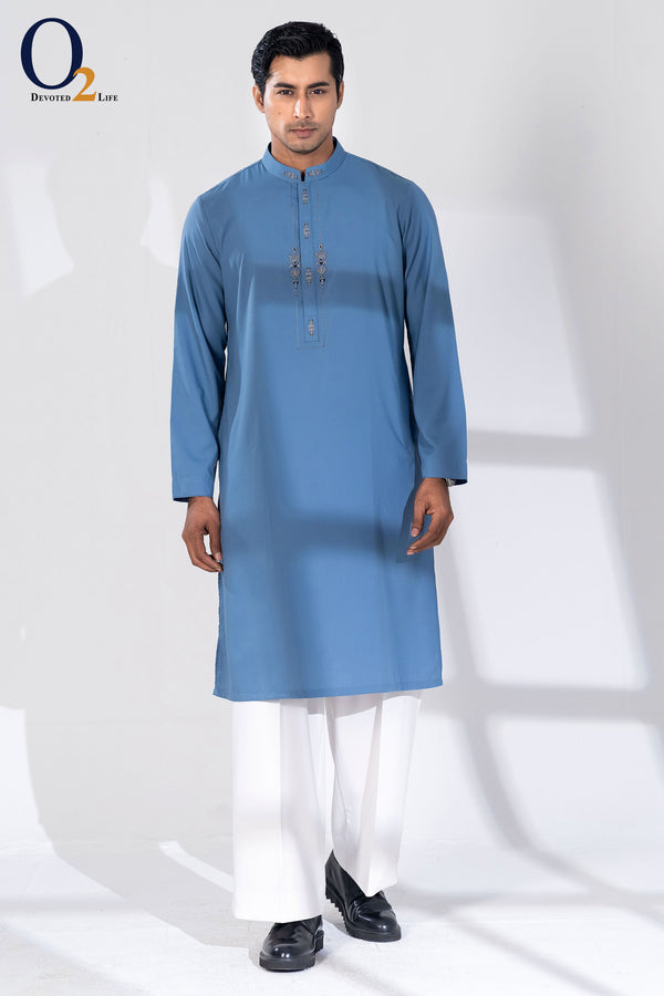 Zardozi Handwork Panjabi in Sky Blue