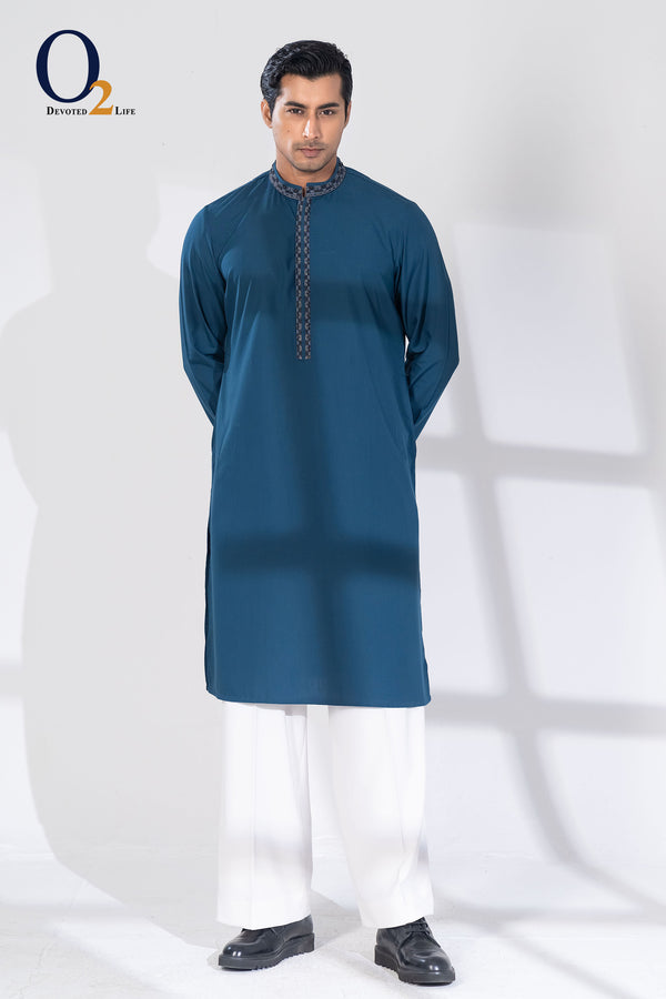 Zardozi Handwork Classic Fit Panjabi Deep Blue