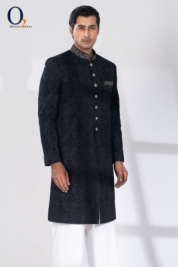 Zardozi handwork Sherwani in Black