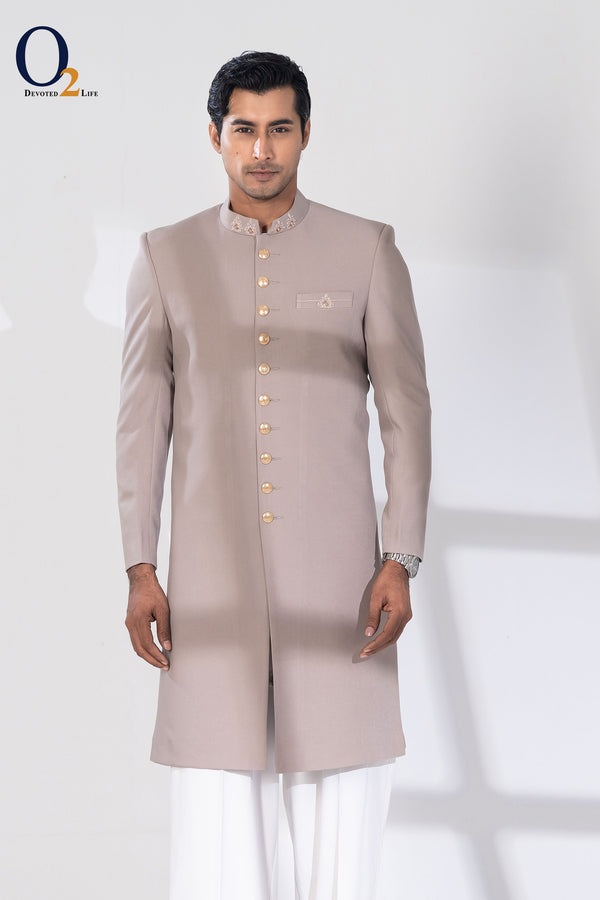 Zardozi handwork Sherwani in Beige