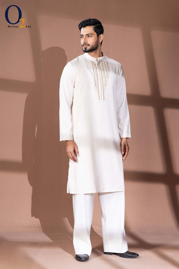 Zardozi Handwork Panjabi in Camel