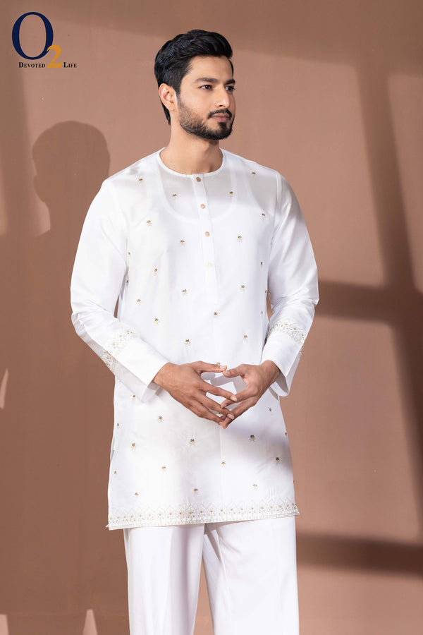 Groom Wear Silk Designer zardozi handwork Short Panjabi