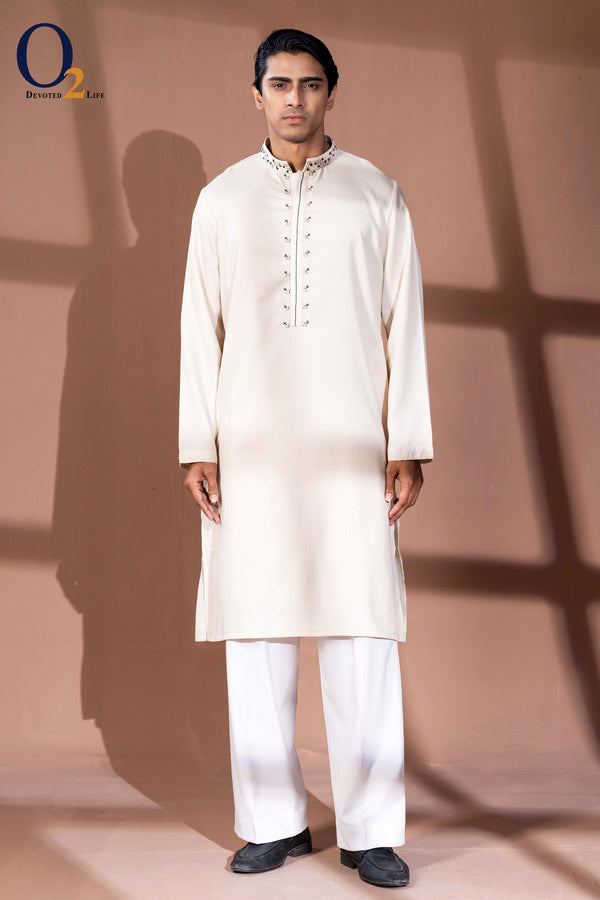 Zardozi Handwork Panjabi in Ligth Tan