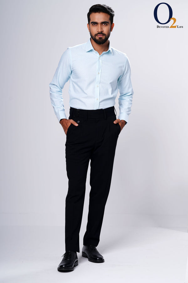 Raymond Blue Solid Slim Fit Cotton Formal Shirt