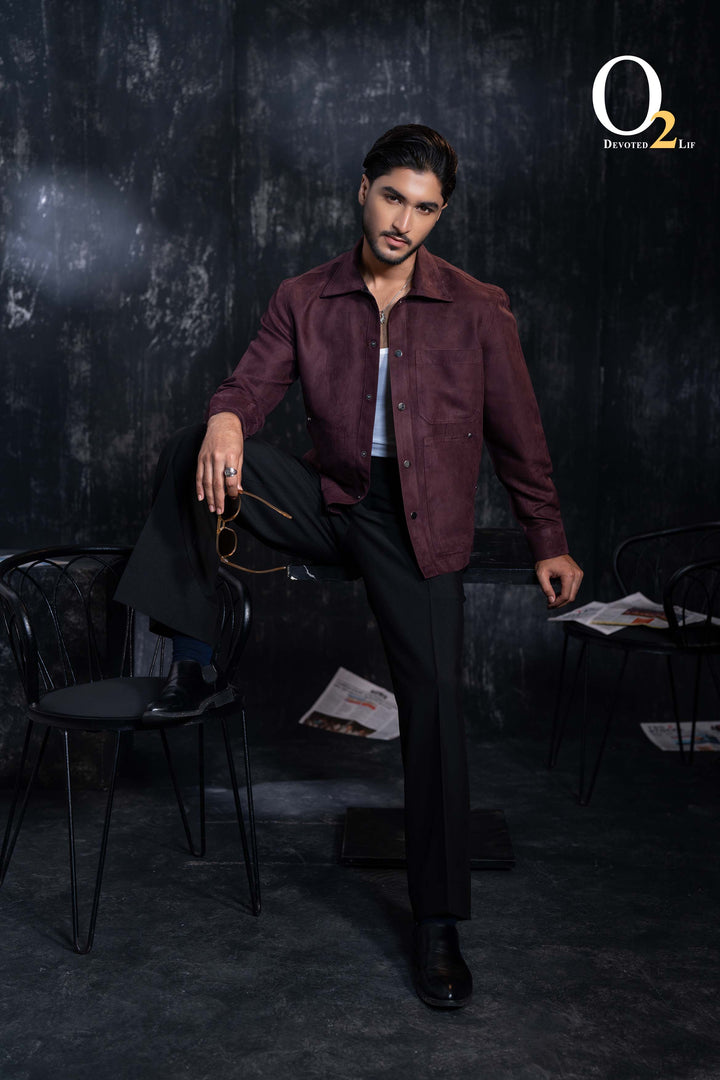 SUEDE SNAP BUTTON-UP JACKET ENVY