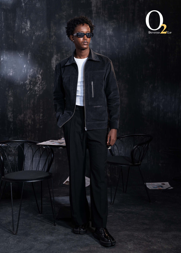 Navy Corduroy Zip-Up Jacket ENVY