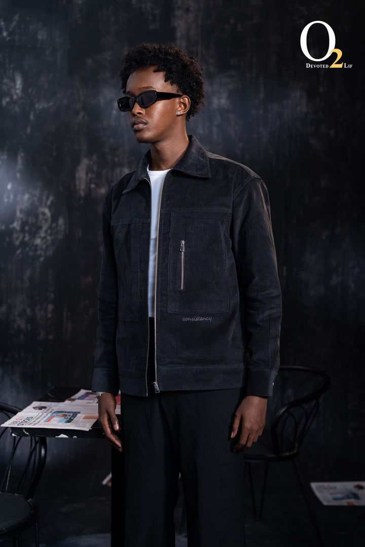 Navy Corduroy Zip-Up Jacket ENVY