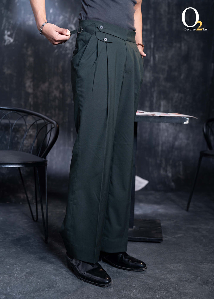 High-waisted, wide-leg pleated Baggy pant with side-tab adjusters ENVY