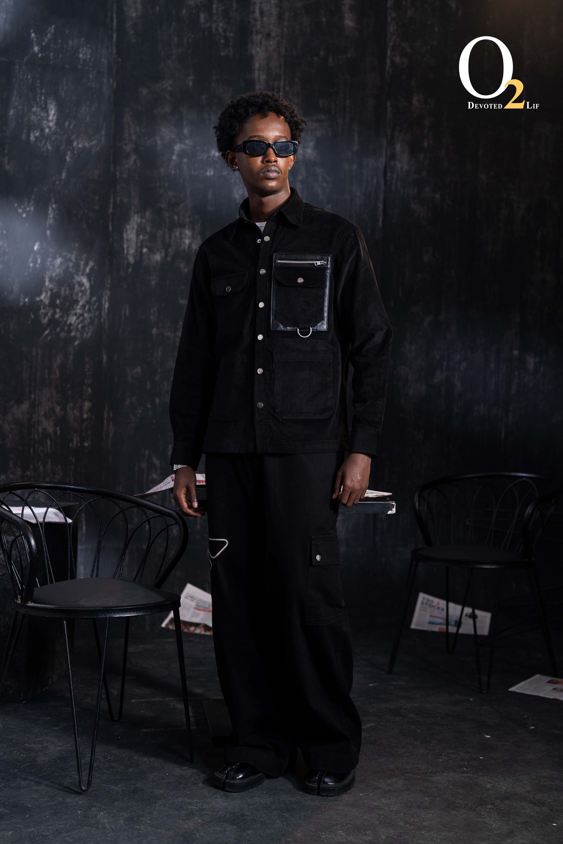 Blackout leather trim jacket – o2fashions