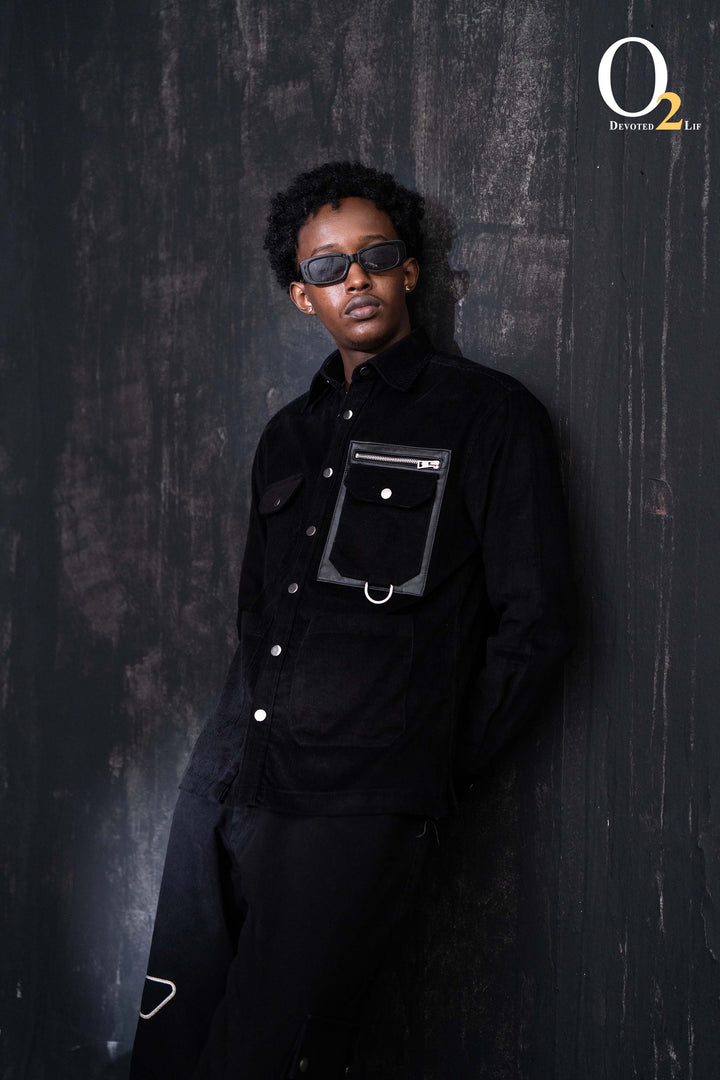 Blackout leather trim jacket ENVY